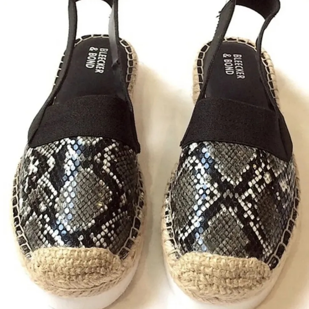 Bleecker & Bond Women’s Size 8M Snakeskin espadrille sling back shoes Daylee